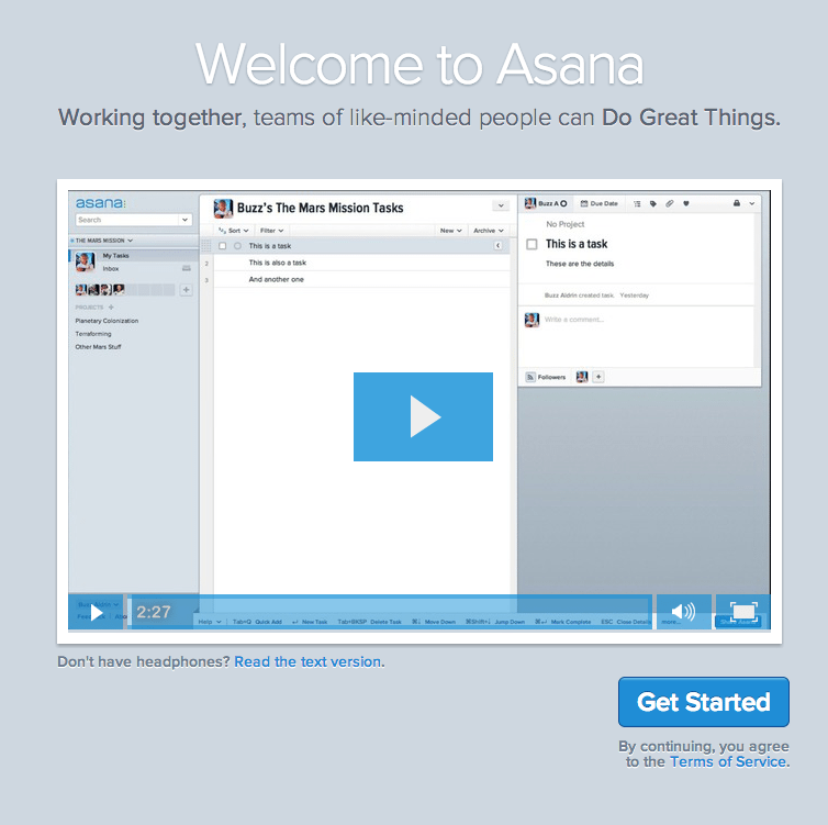 Getting started with asana