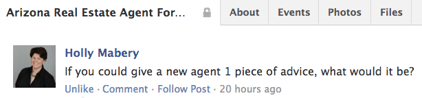 screenshot from the Arizona Real Estate Agent Forum Facebook group