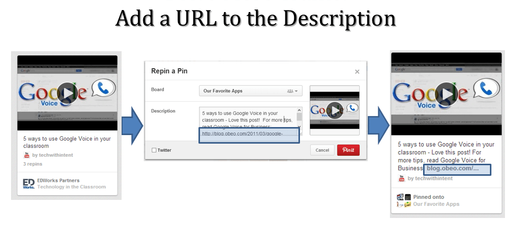 Add a URL to pin description