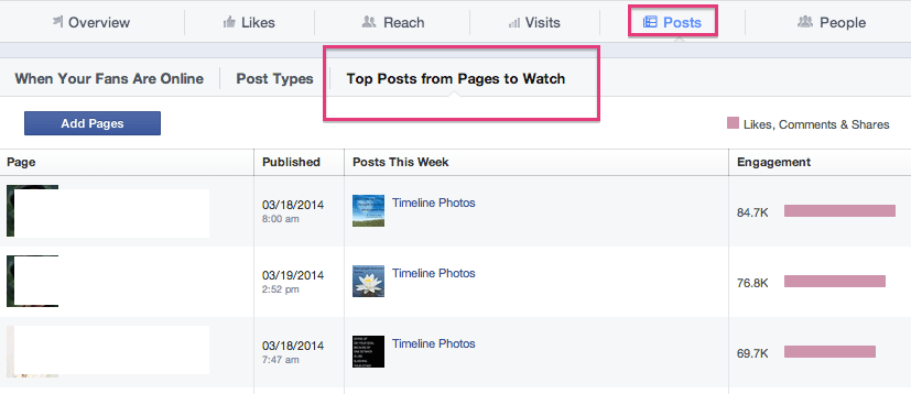 Facebook Pages to Watch Insights