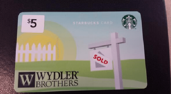 Branded Starbucks cards keeping agents top of mind