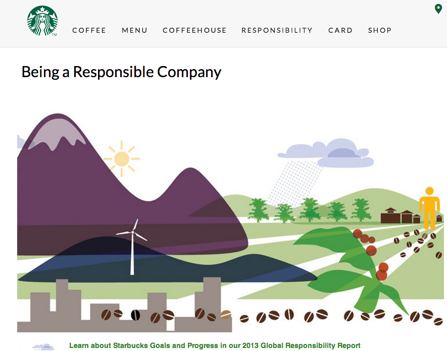 Screenshot from Starbucks website