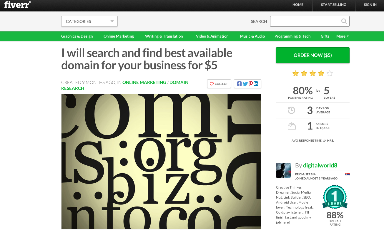  This Fiverr will research some local domain options that match your niche