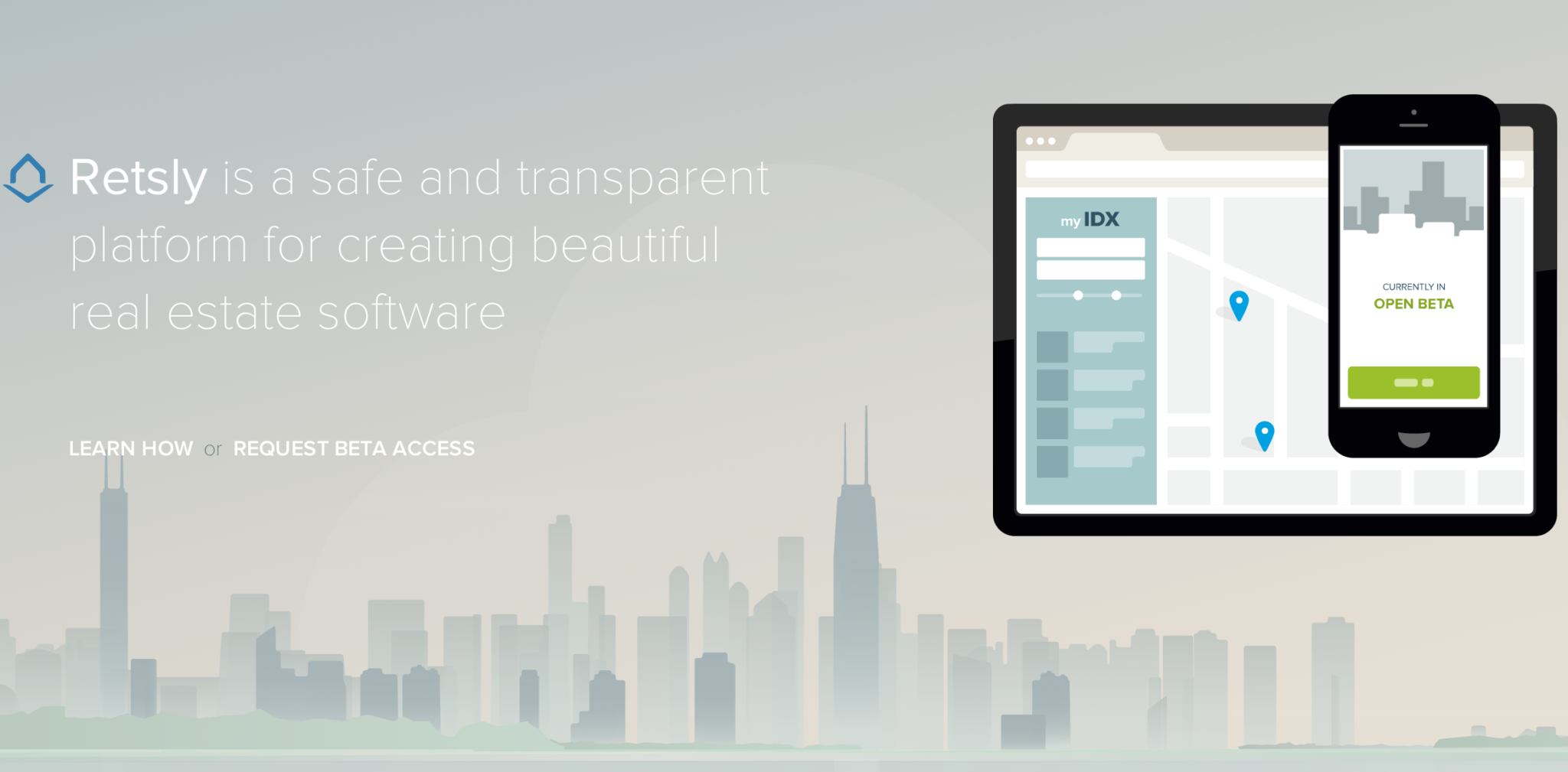 Screen shot of Retsly's home page.
