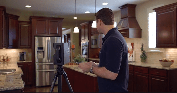 Screen shot from HouseLens promotional video showing a Matterport camera being used to create a 3-D tour. 