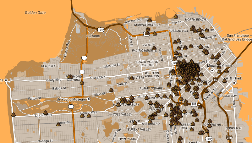 Screen shot of San Francisco poop map made by a Zillow engineer for firm's hack week.
