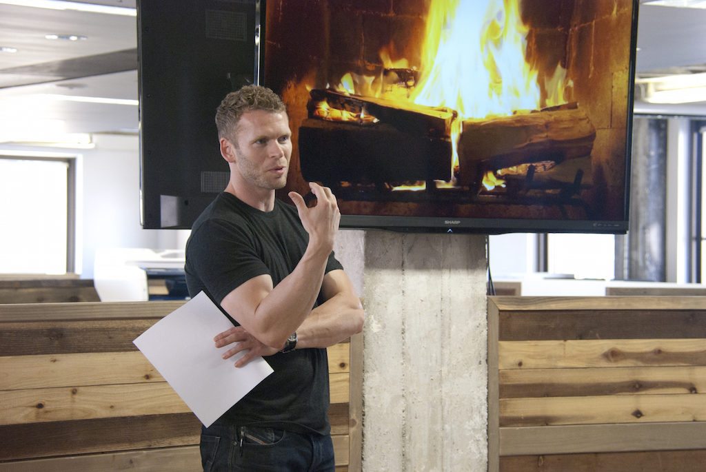 Michael Slavin during a company idea exchange, or fireside chat.