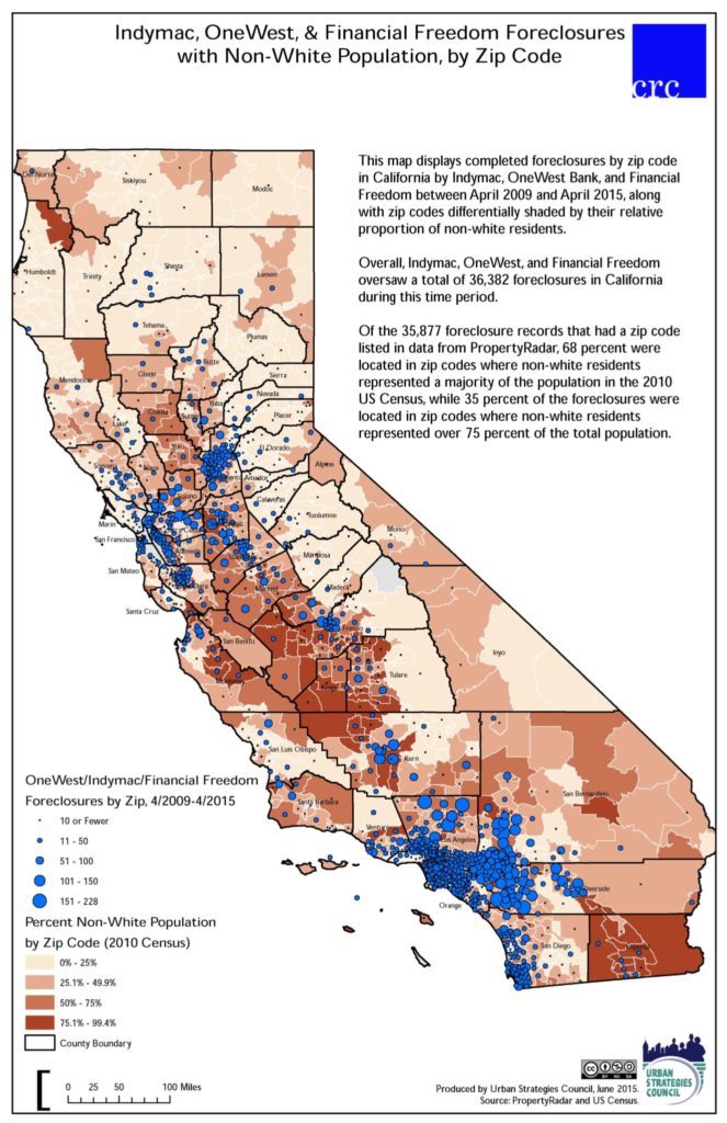 Statewide Map of OneWest Bank foreclosures in California