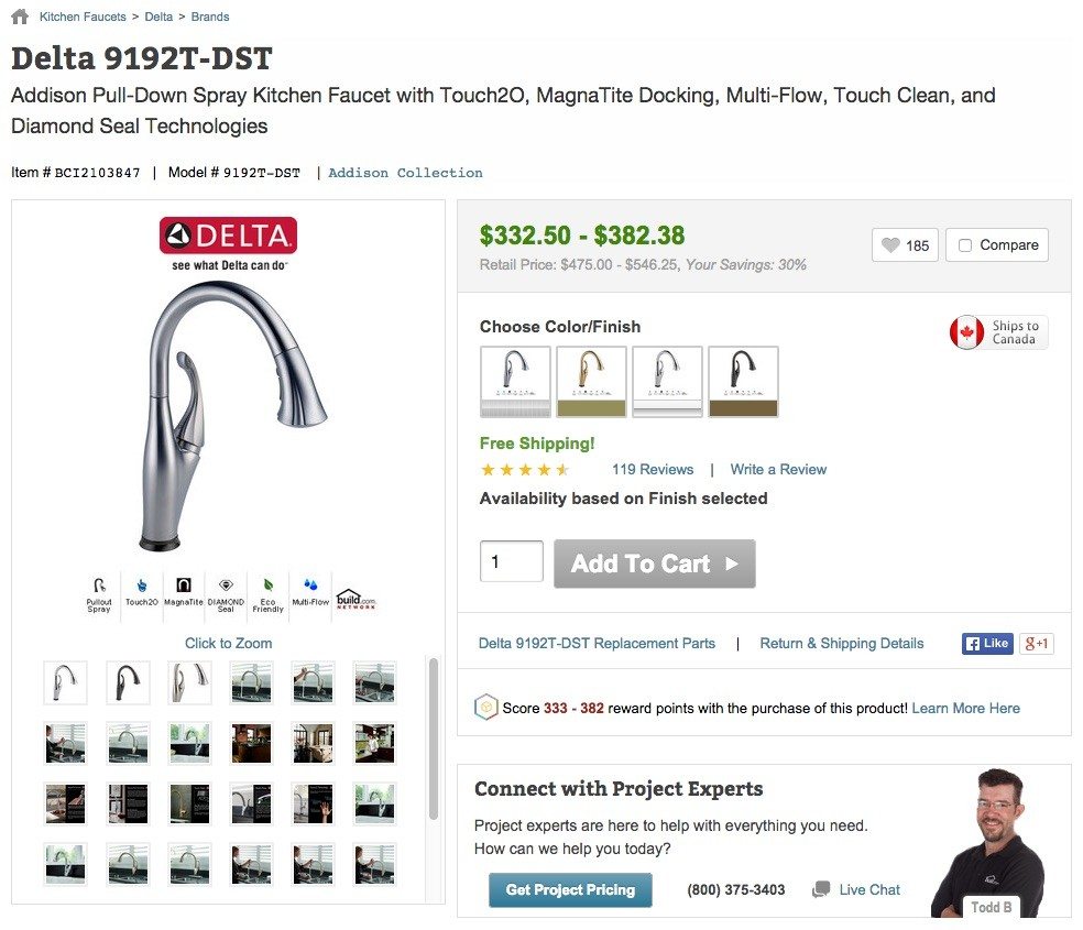 Build.com allows consumers to connect with contractors.