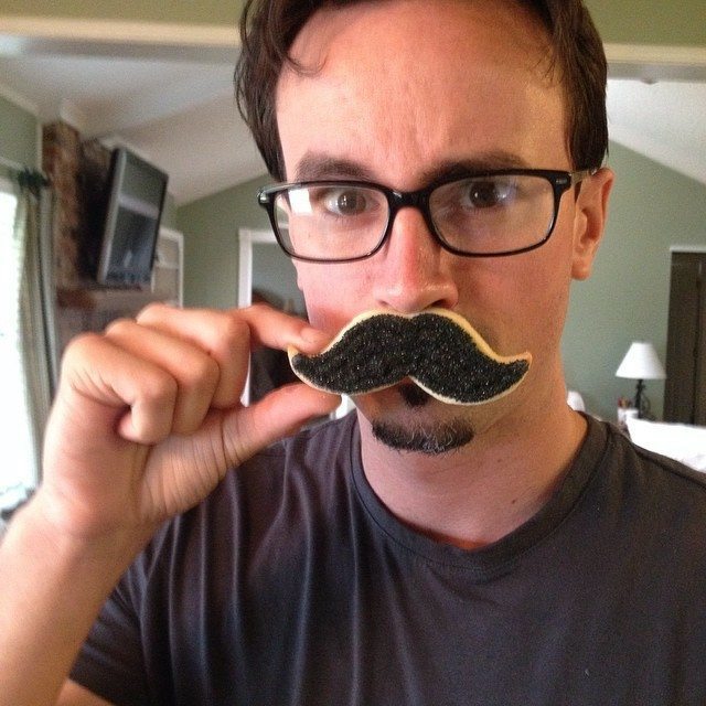 Charlie Peterson's mustache-cookie photo.