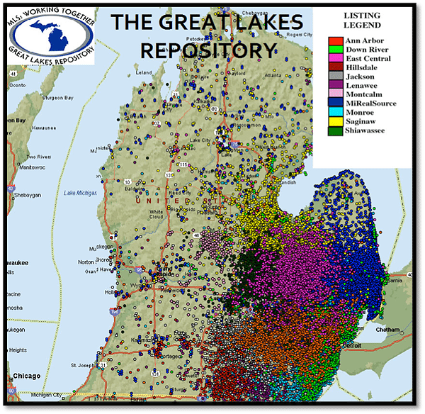 Map of current GLR coverage (sans Realcomp listings)
