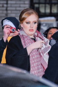 Singer Adele leaves the "Late Show With David Letterman" taping at the Ed Sullivan Theater on February 21, 2011 in New York City. (Photo by Ray Tamarra/FilmMagic)