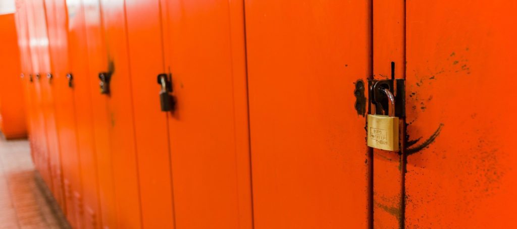 run-down lockers in a school