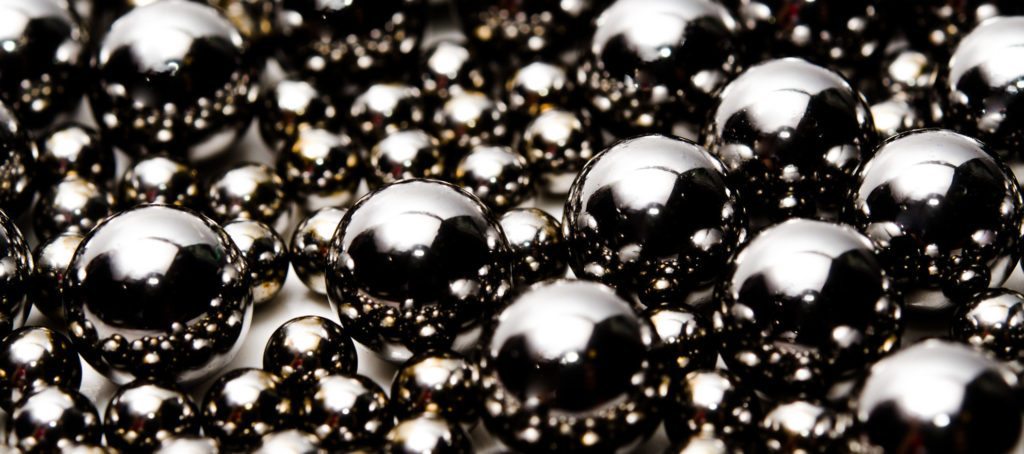 Shiny ball bearings in a field of view