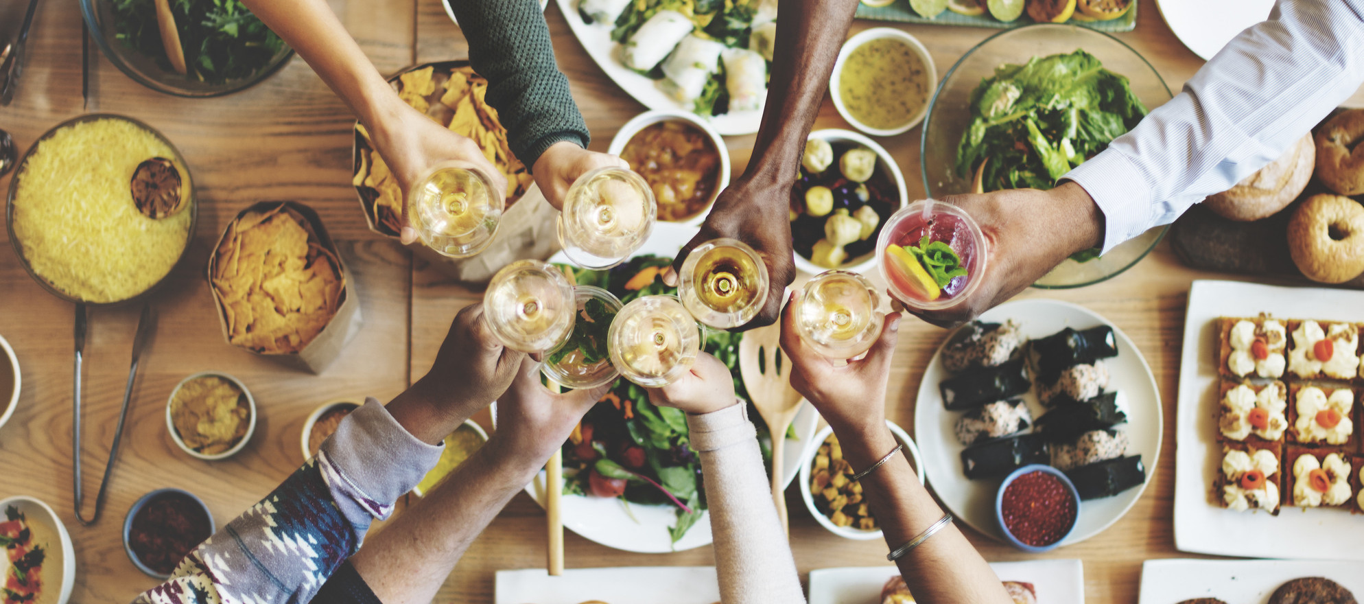 A group of friends sharing around the table