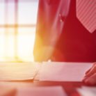 A businessman signing documents