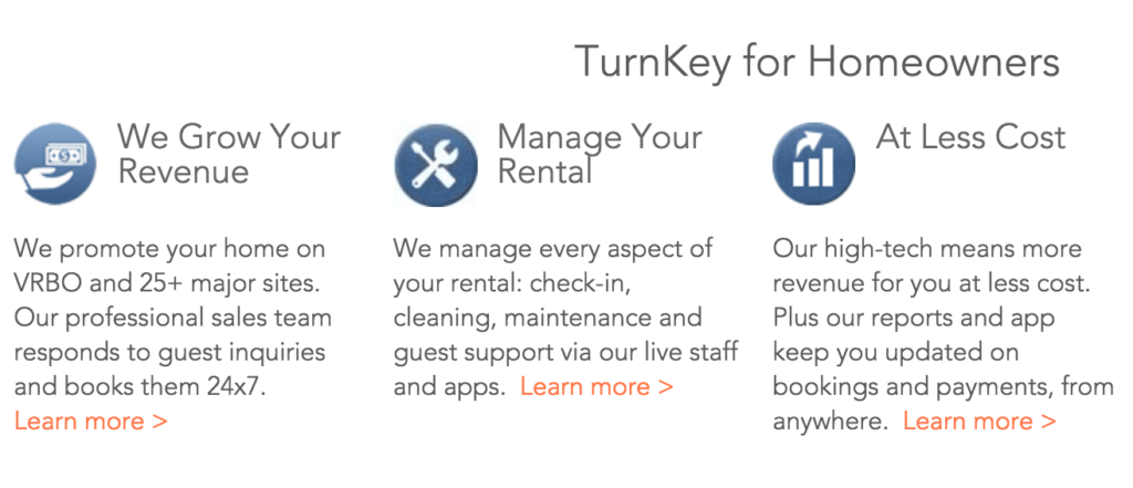 Infographic explaining TurnKey's service for short-term rental owners.