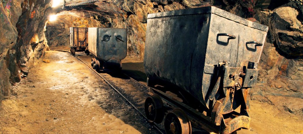 Mine carts in a mine