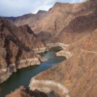 A canyon with a low water level