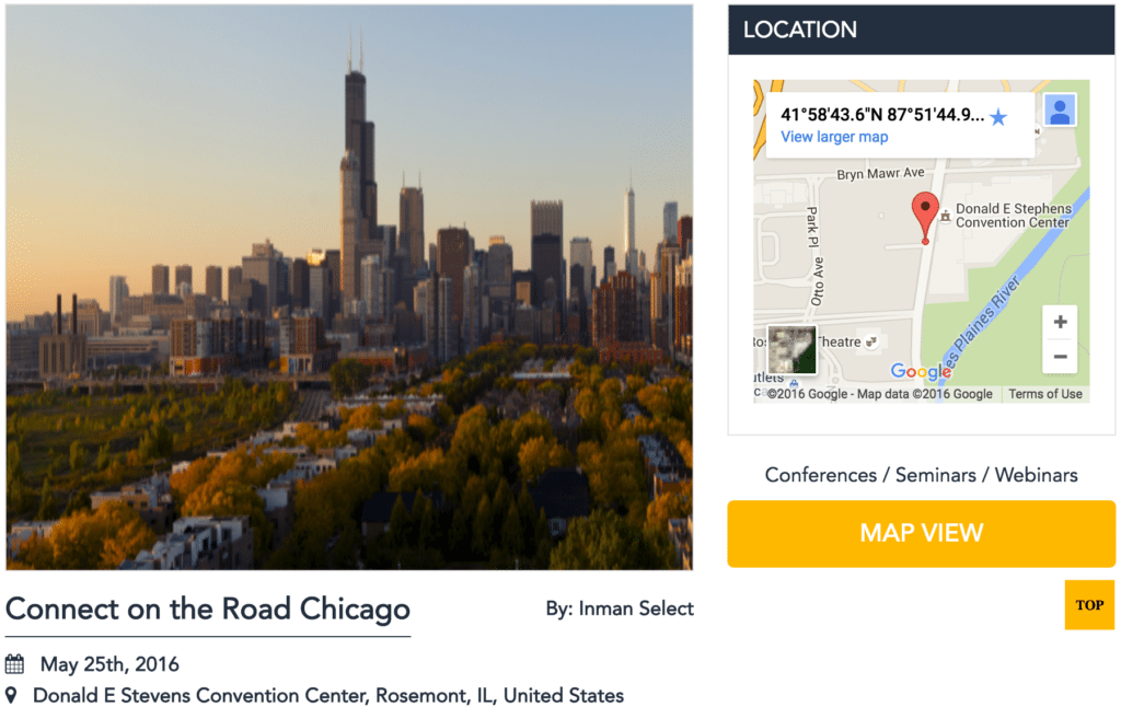Xoobli event page on Connect on the Road Chicago.