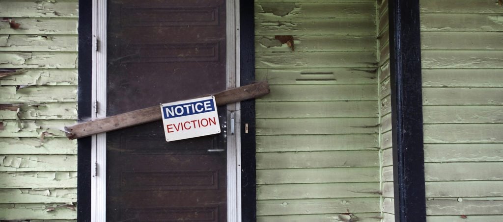 An eviction notice on a door