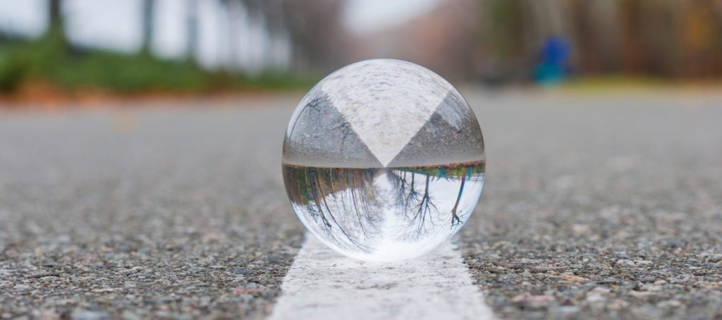 A crystal ball in the middle of a road