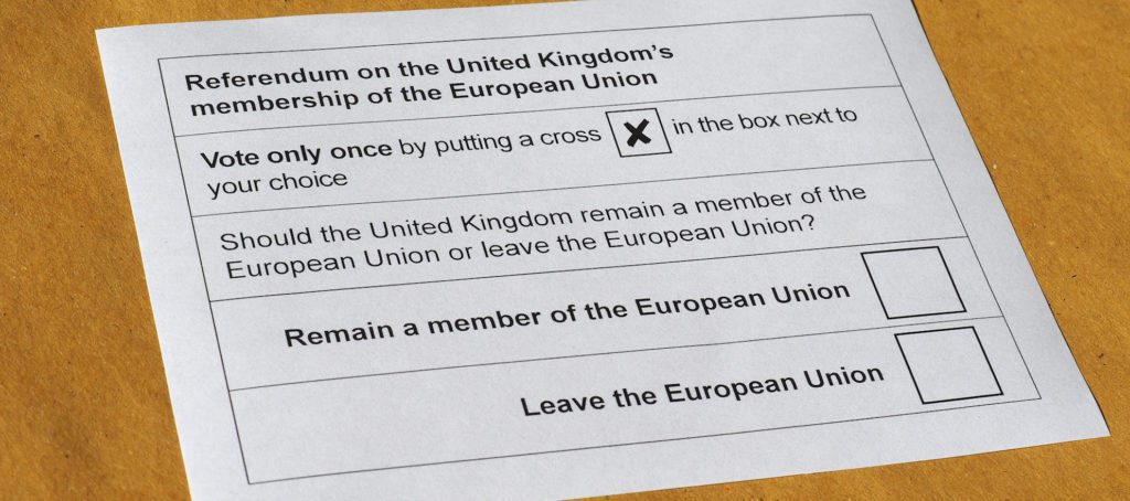A Brexit voting card