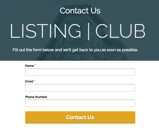 Preview [A] - 'Listing Club Info Form'.clipular