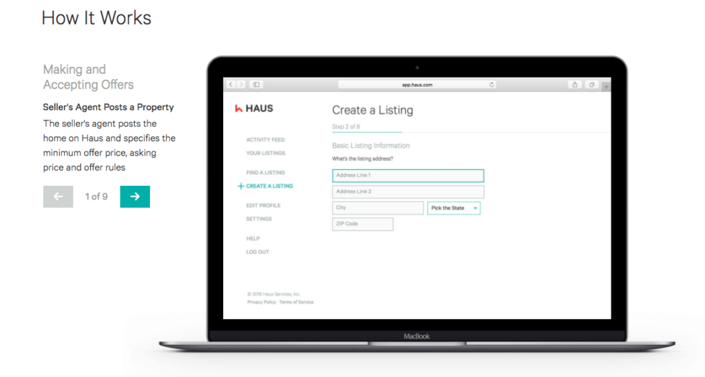 Screenshot from Haus.com.