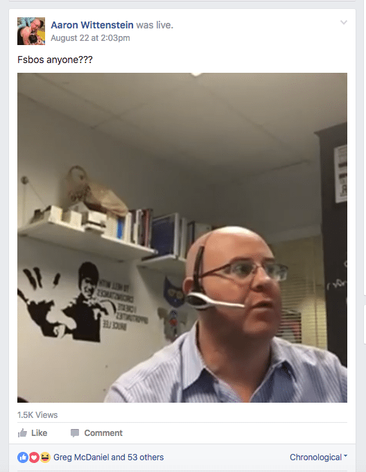 Facebook Live help Wittenstein model prospecting techniques for a captive audience. 