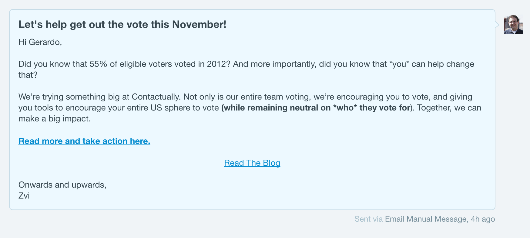 Contactually Encourages Employees, Users To Vote With Email Campaign Inman