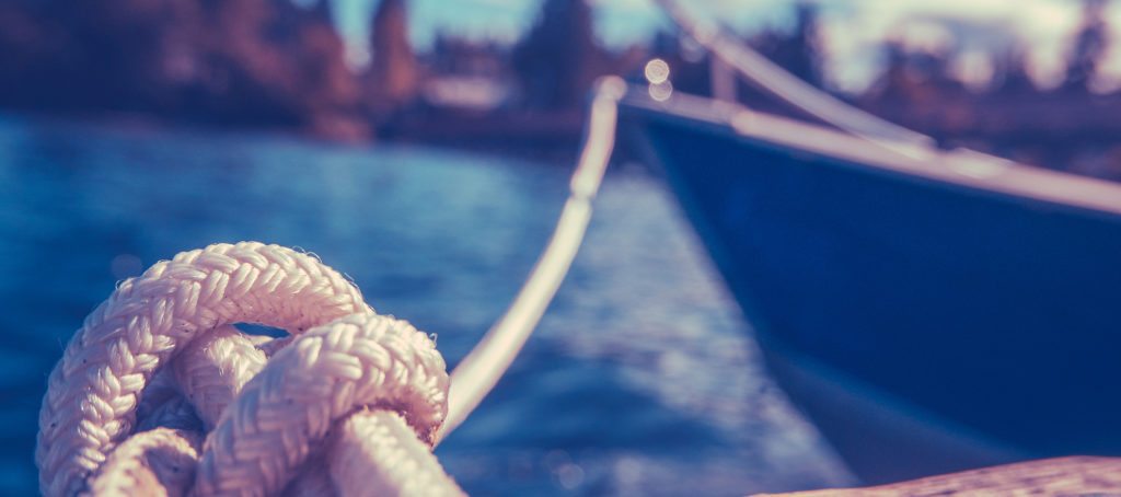 A rope attached to a luxury yacht
