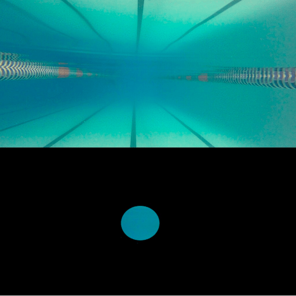 What a swimmer with perfect vision sees in the pool versus what McClain sees.