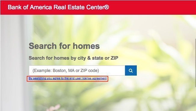 A screenshot from realestatecenter.bankofamerica.com.