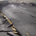Cracks in asphalt as the result of an earthquake