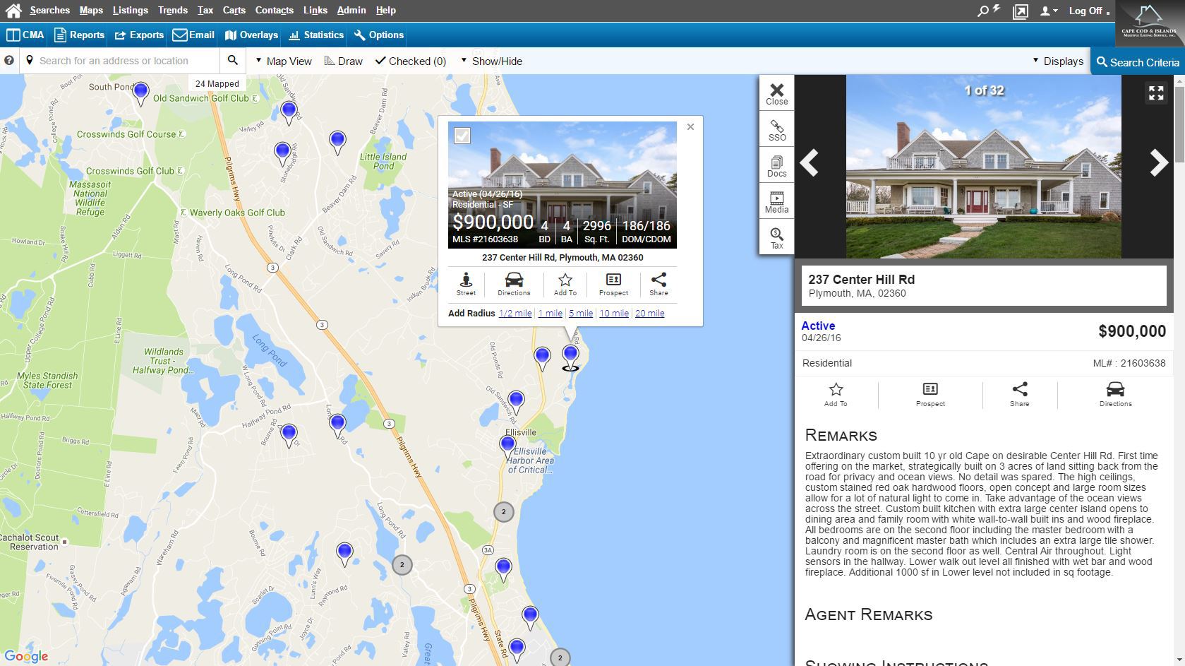 Screenshot of Rapattoni's interactive map search
