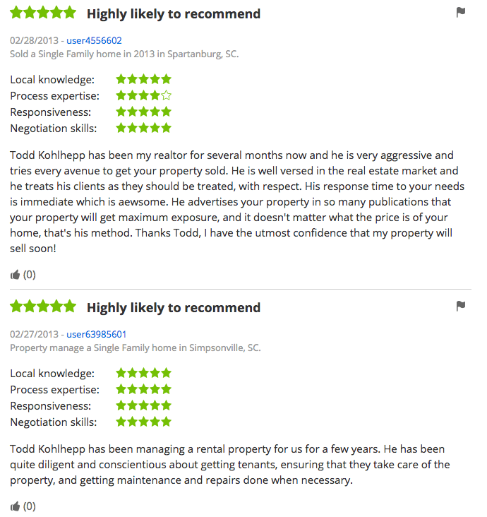 Zillow reviews of Kohlhepp before his profile was removed.