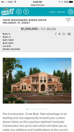 State27Homes.com listing detail page on mobile