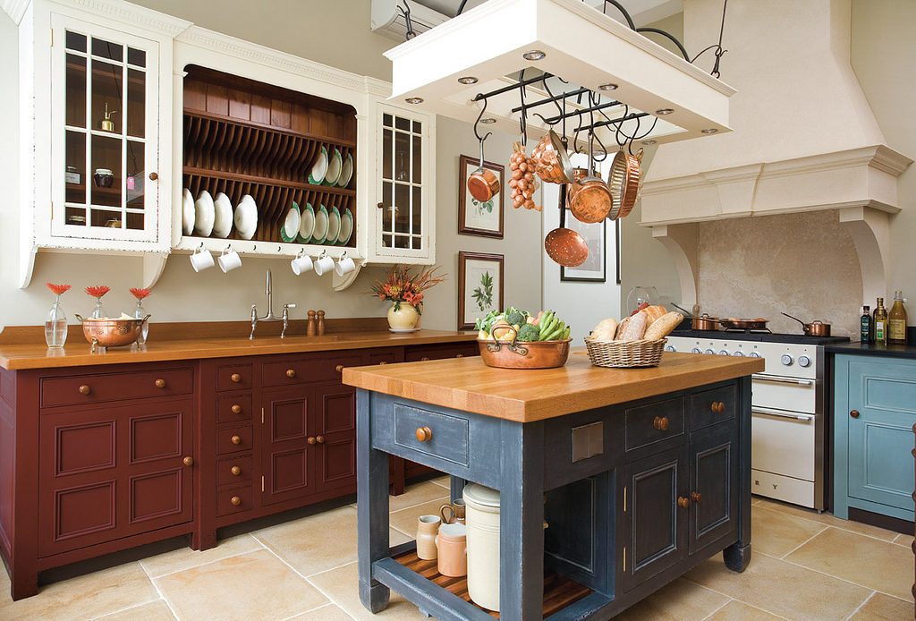 A painted kitchen island