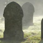 A misty graveyard