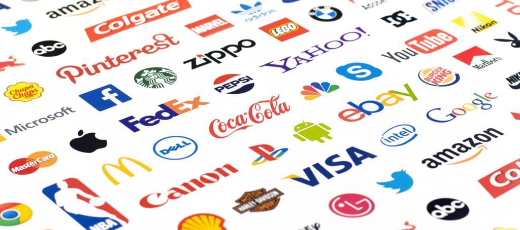 Popular brand names on a white background