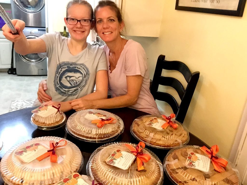 Spangler making pies with her daughter.
