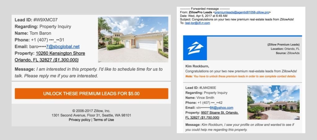 fake zillow lead scam