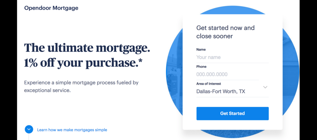 Opendoor's 'ultimate mortgage' offers 1% off purchase
