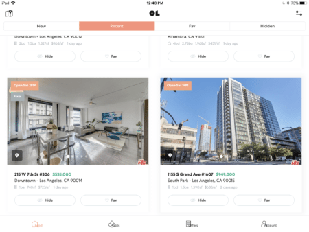 Interface of Open Listings new iOS app for 2018.