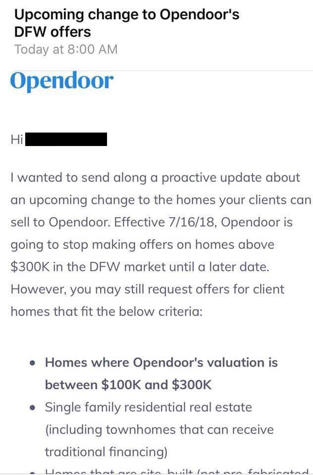 Opendoor Dallas-Ft. Worth email