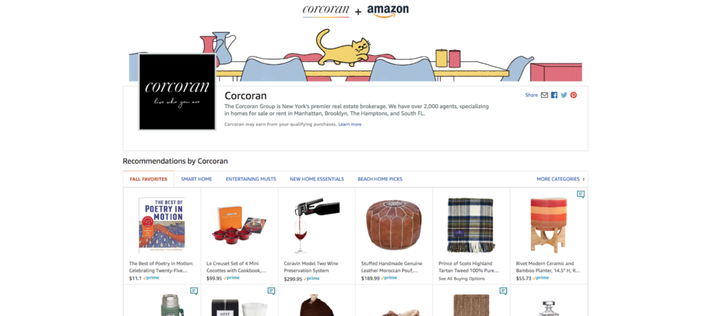 Corcoran teams up with Amazon to recommend trendy home add-ons