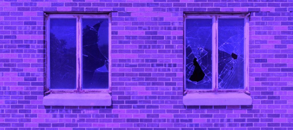 Purplebricks with shattered windows