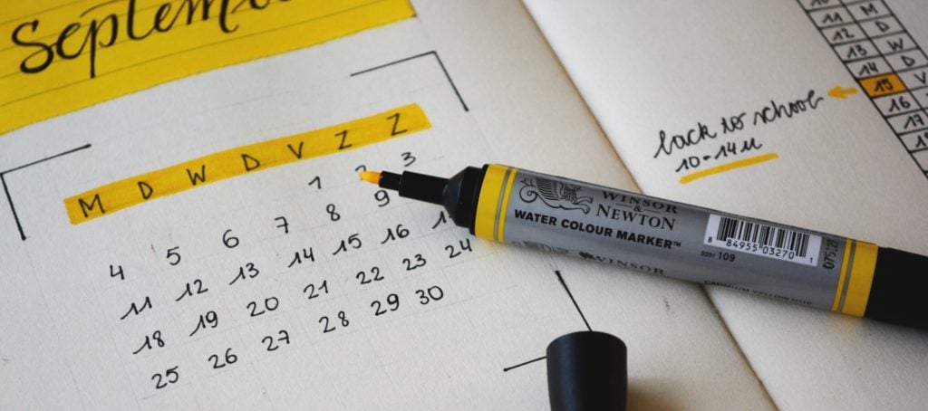 Calendar and marker pen