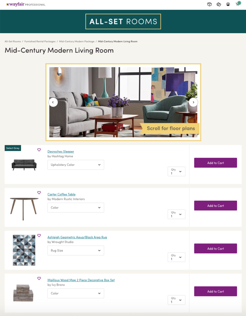 Online Retailer Wayfair To Sell PreDesigned Sets Of Home Furnishings